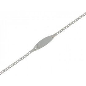 Bracelet Identit&eacute; en Argent 925/1000 pour enfant. Plaque ovale de 20mm de long par 6.6 mm de large. Maille gourmett...