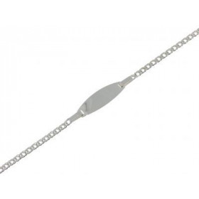  Bracelet Identit&eacute; Argent 925/1000 pour enfant Plaque ovale 20mm long par 6.6 mm large Maille gourmette double 2,2m...
