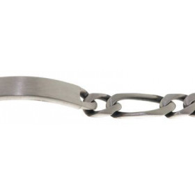  Bracelet identité Argent 925 pour Homme Argent Vieilli (Finition mate satinée) Maille figaro alternance petits grands mai...