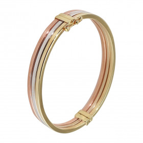  Jonc 3 ors composé 3 fils 2mm large Dimensions intérieures : 50x59mm Système d attache : fermeture par ressort 8 sécurité 