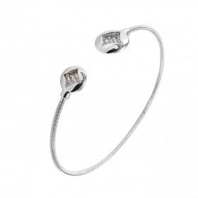 Jonc argent rhodié composé d un fil d argent torsadé 1,9mm diamètre à chaque extrémité un cercle d argent 12mm diamètre un...