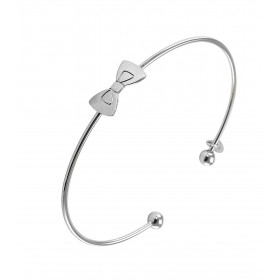 Jonc argent rhodié composé d un fil d argent 1,5mm d épaisseur sur lequel est soudé un noeud papillon 8x15mm Jonc ouvert s...