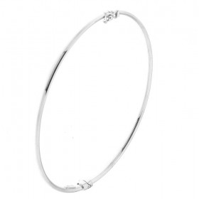  Jonc Or Blanc 750 Section ovale (creuse) de3x2mm Dimensions intérieures : 60x50mm Fermeture par ressort + 8 Sécurité 