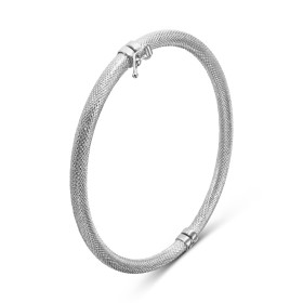 Jonc or blanc 375 texturé Section ronde (creuse) : 4mm large Dimension intérieure : 50x62mm Système d attache : fermeture ...