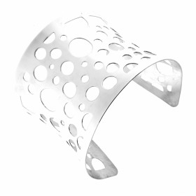Manchette argent rhodié ajourée ronds différentes tailles Largeur du bracelet : 55 mm Bracelet ouvert s adaptant a tous le...