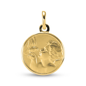 Médaille Ange à l oiseau Or Jaune 375 (16mm) Médaille ronde 16mm diamètre Le contour plaque est brillant Effet satiné sur...