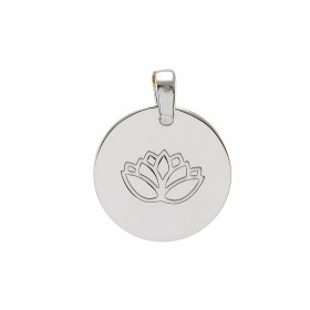 Médaille argent rhodié fleur de lotus