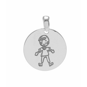Médaille argent rhodié représentant un petit garçon Dimensions médaille : 18x23mm (bélière incluse)