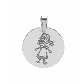 Médaille argent rhodié représentant une petite fille Dimensions médaille : 18x23mm (bélière incluse)