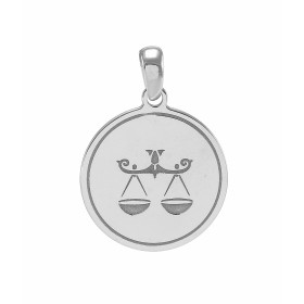 Pendentif signe astrologique du zodiaque - Signe Balance Médaille argent rhodié représentant le signe astrologique balance...