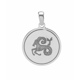 Pendentif signe astrologique du zodiaque - Signe du Capricorne. Médaille en argent rhodié représentant le signe astrologiq...