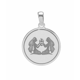 Pendentif signe astrologique du zodiaque - Signe des Gémeaux. Médaille en argent rhodié représentant le signe astrologique...