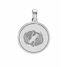 Pendentif signe astrologique du zodiaque - Signe du Poisson. Médaille en argent rhodié représentant le signe astrologique ...