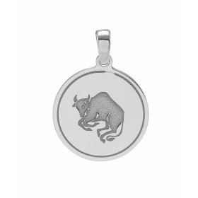 Pendentif signe astrologique du zodiaque - Signe du Taureau Médaille argent rhodié représentant le signe astrologique du t...