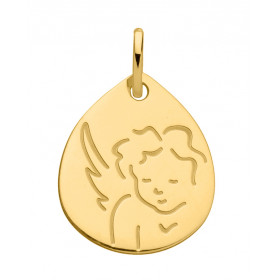 Médaille Goutte Ange en Or jaune 750. Jolie médaille moderne en or jaune 750/1000 (18 carats) avec l'ange stylisé.. Dimens...