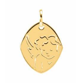 Médaille moderne Losange Chérubin en Or Jaune 375. Finition brillante sur les deux faces, cherubin gravé sur la face avant...