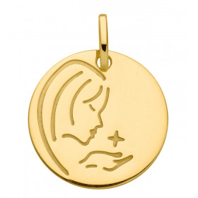 Médaille Moderne Vierge de Profil Or Jaune 750