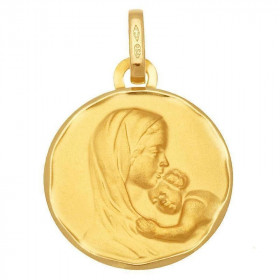Médaille Or Jaune Vierge et enfant (15mm)