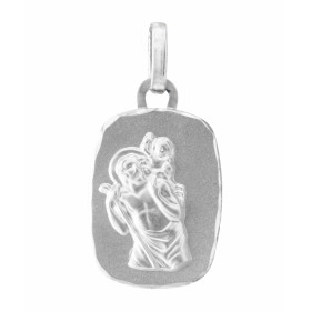 Médaille Saint Christophe Or Blanc 750/1000. Plaque rectangulaire 15x11mm Personnages relief sur face avant. Effet satiné ...
