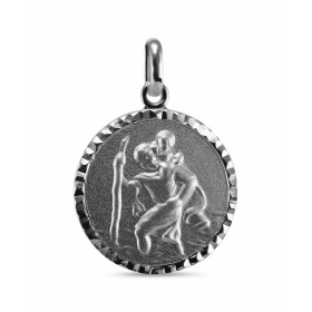 Médaille de baptême en Argent 925/1000. Diamètre : 16mm, hauteur totale : 23mm.. Médaille de Saint Christophe. Face avant ...