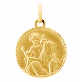  Médaille saint-christophe Or jaune 750 Médaille ronde 17mm diamètre 