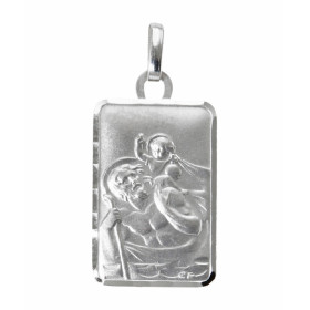 Médaille Saint Christophe rectangulaire en Or Blanc 375