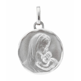 Médaille Vierge à l'enfant en Or Blanc 750 (16mm)