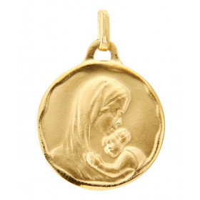 Médaille Vierge à l enfant Or Jaune 375 (18mm) Finition satinée sur les deux faces Diamètre : 18mm Dimensions médaille (bé...