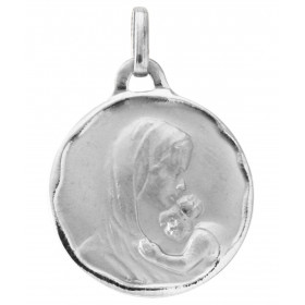 Médaille Vierge à l'enfant Or Blanc 375 (18mm)