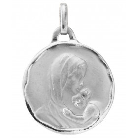  Médaille Vierge à l enfant Or Blanc 375 (18mm) Finition satinée sur les deux faces Diamètre : 18mm Dimensions médaille (b...
