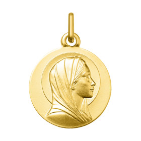 Médaille Vierge Or jaune 375 (16mm) Médaille ronde 16mm diamètre Effet satiné sur les deux faces