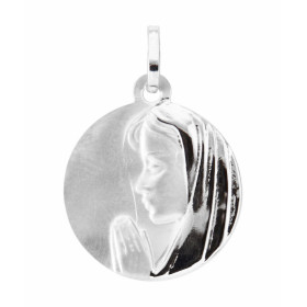 Médaille Vierge en prière en Or Blanc 750