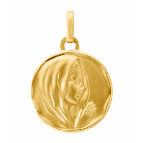 Médaille vierge en prière en Or jaune 750 (15mm)