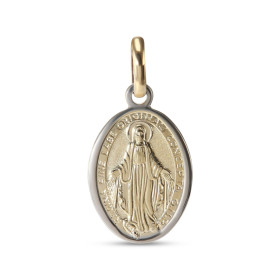 Médaille Vierge Miraculeuse 2 ors 375. Dimension du pendentif (bélière incluse) : 13x25mm