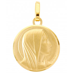 Médaille Vierge profil droit en Or Jaune 375 (17mm). Finition satinée sur les deux faces. Contour brillant. Diamètre : 17m...