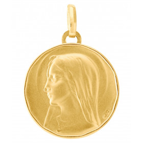 Médaille Vierge profil gauche Or Jaune 375 (17mm) Finition satinée sur les deux faces Diamètre : 17mm Dimensions médaille ...