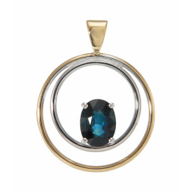 Pendentif 2 Ors serti d un Saphir ovale 8x6mm (1,6 carat) Dimensions du pendentif (bélière incluse) : 29x21mm 