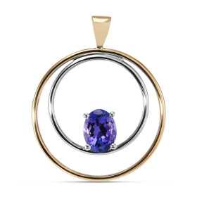  Pendentif 2 Ors 750 Tanzanite AAA ovale 8x6mm Pendentif Or Blanc Or Jaune 750 Tanzanite ovale 8x6mm (1,5 carat) Serti à g...