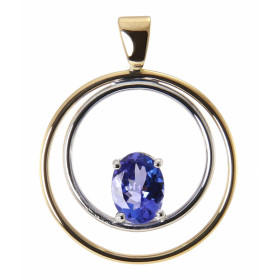  Pendentif 2 Ors 750 Tanzanite ovale 8x6mm Pendentif Or Blanc Or Jaune 750 Tanzanite ovale 8x6mm (1,1 carat) Serti à griff...