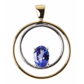 Pendentif 2 Ors 750 Tanzanite ovale 8x6mm