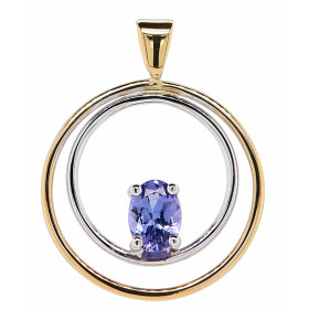 Pendentif 2 ors 750 serti d'une Tanzanite Ovale. Dimensions de la Tanzanite: 7x5mm. Dimensions du pendentif (bélière inclu...