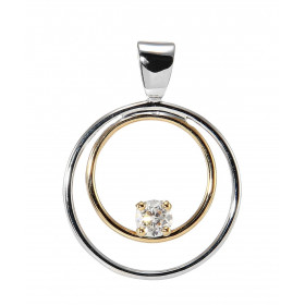  Pendentif 2 Ors Diamant Diamant rond 0.19 carat serti à griffes Dimensions du pendentif (bélière incluse) : 25 x 19 mm 
