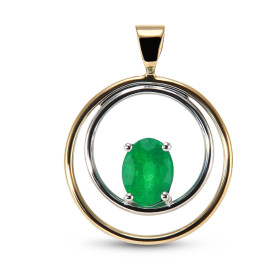  Pendentif 2 ors 750 serti d une émeraude ovale 8x6mm Pendentif composé d un anneau or blanc d un anneau or jaune Dimensio...