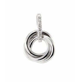 Pendentif Or Blanc 750 Diamant Pendentif 3 anneaux entrelacés bélière sertie 6 diamants 0.007ct Poids total diamant : 0,04...