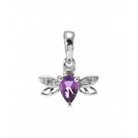 Pendentif Abeille Or Blanc 375 Améthyste Diamant Motif forme d abeille serti d une Améthyste 2 diamants pour un poids tota...