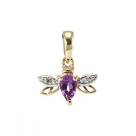 Pendentif Abeille Or Jaune 375 Améthyste et Diamant