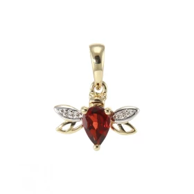 Pendentif Abeille Or Jaune 375 Grenat et Diamant