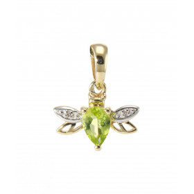 Pendentif Abeille Or Jaune 375 Péridot Diamant Motif forme d abeille serti d un Péridot 2 diamants pour un poids total 0.0...