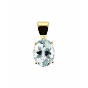  Pendentif Or Jaune serti d une Aigue Marine ovale 9 x 7 mm (1,6 carat) Dimensions du pendentif (bélière incluse) : 14 x 7...