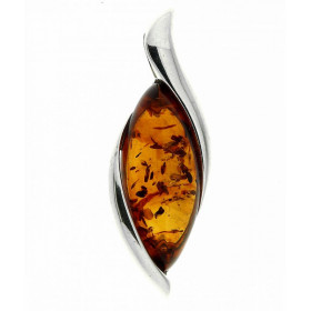 Pendentif Ambre navette 23x11mm sur Argent 925 Pendentif Argent 925 ambre couleur cognac Ambre forme navette 23x11mm Dimen...